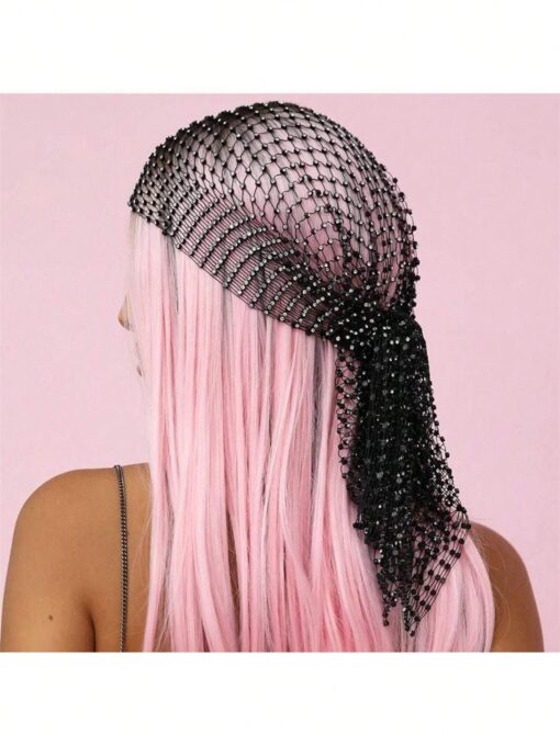 SHEIN Rhinestone-Embedded Fishnet Hair Cap