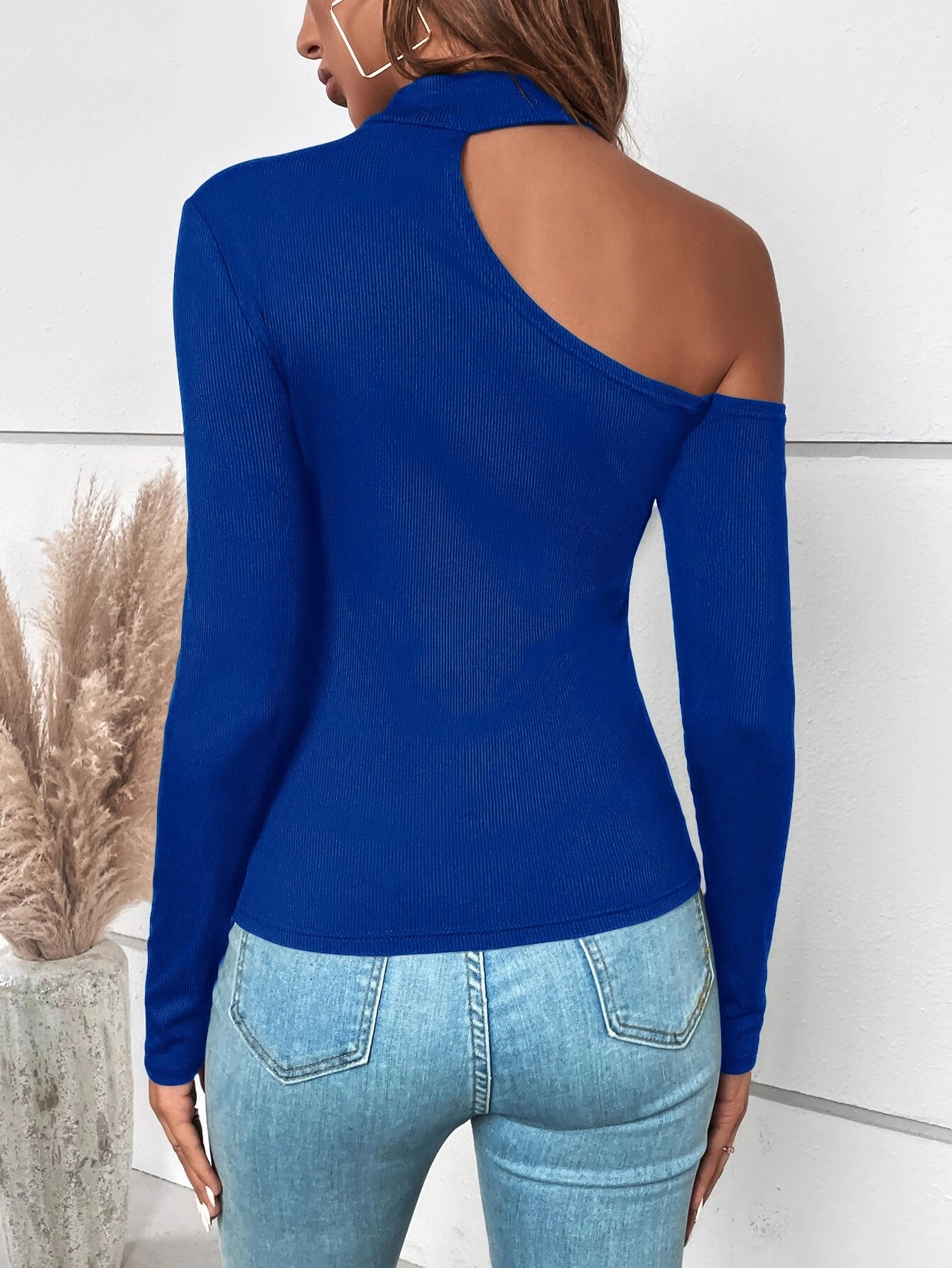 SHEIN BAE Asymmetrical Neck Ribbed Knit Tee - Image 2