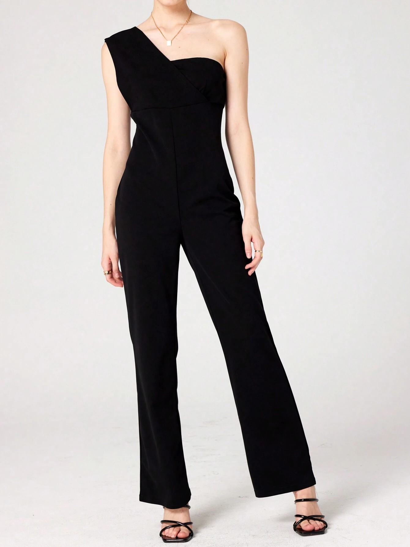 SHEIN Essnce Women Sleeveless Solid Color Straight Leg Jumpsuit