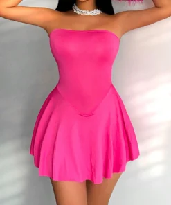 SHEIN Foxxy Women's Summer Solid Color Strapless Mini Dress