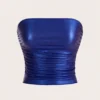 SHEIN ICON Summer Solid Color Slim Fit Ruched Crop Tube Top