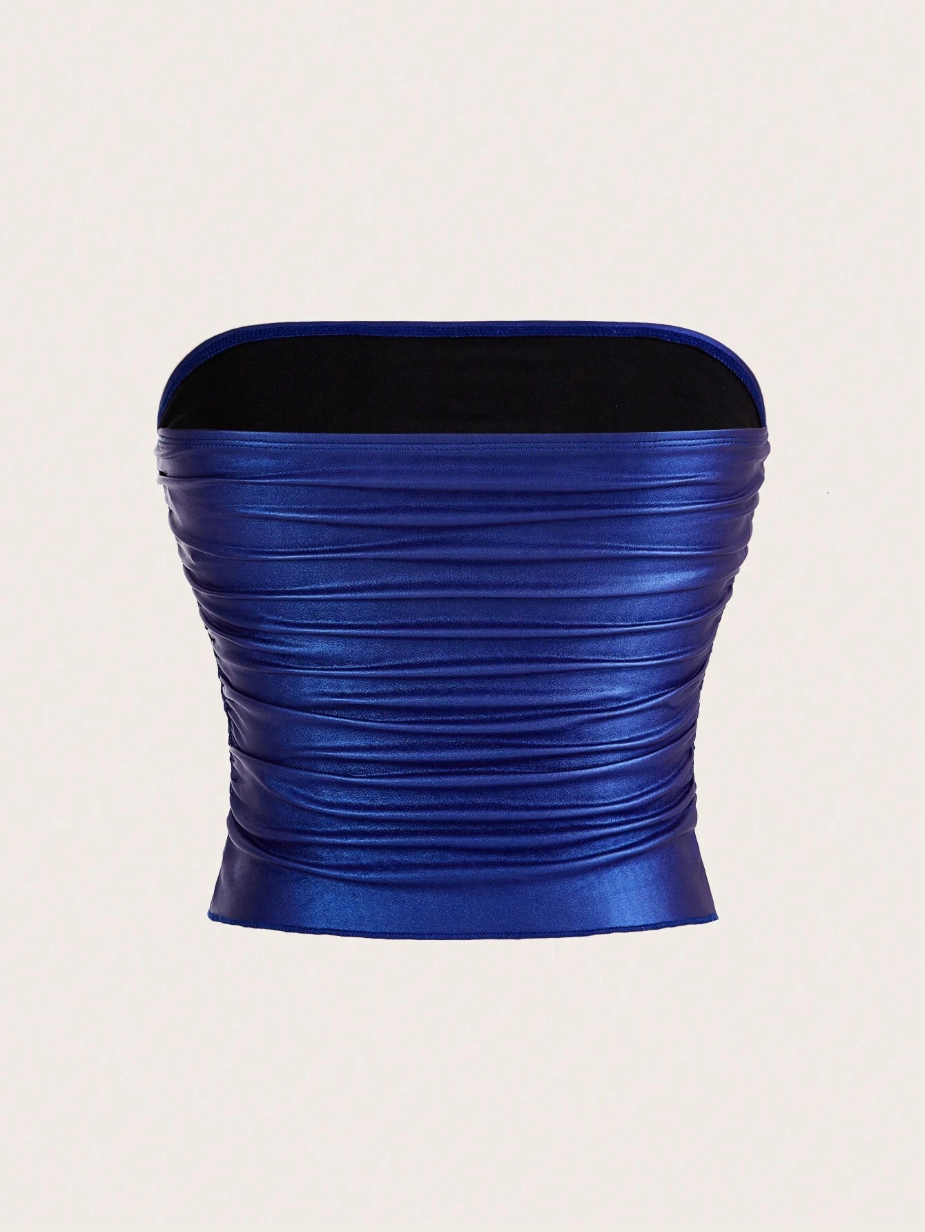 SHEIN ICON Summer Solid Color Slim Fit Ruched Crop Tube Top - Image 2