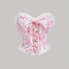SHEIN MOD Ladies' Lace-Up Decor Flower Pattern Bustier With Floral Patchwork,Milkmaid Tops