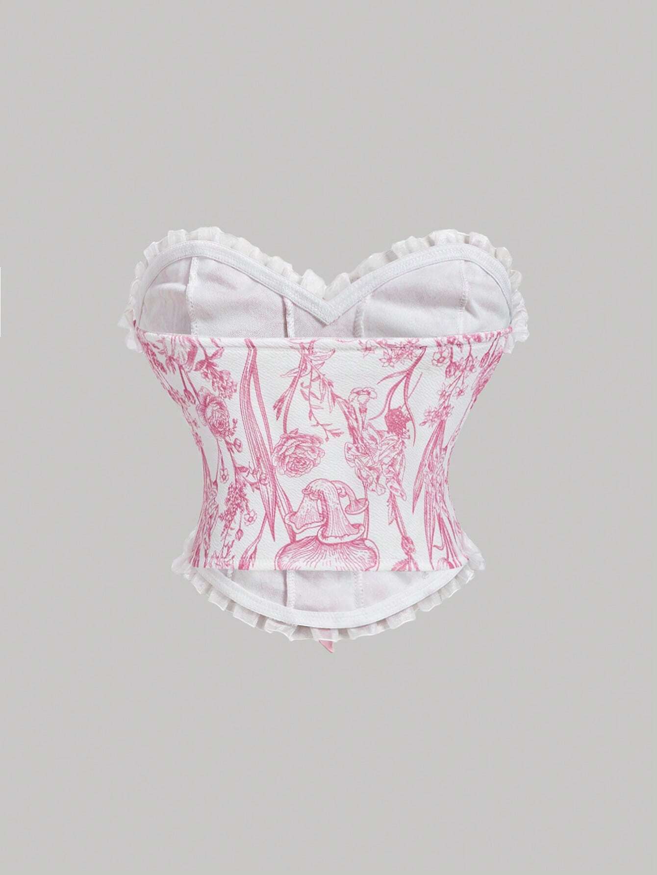 SHEIN MOD Ladies' Lace-Up Decor Flower Pattern Bustier With