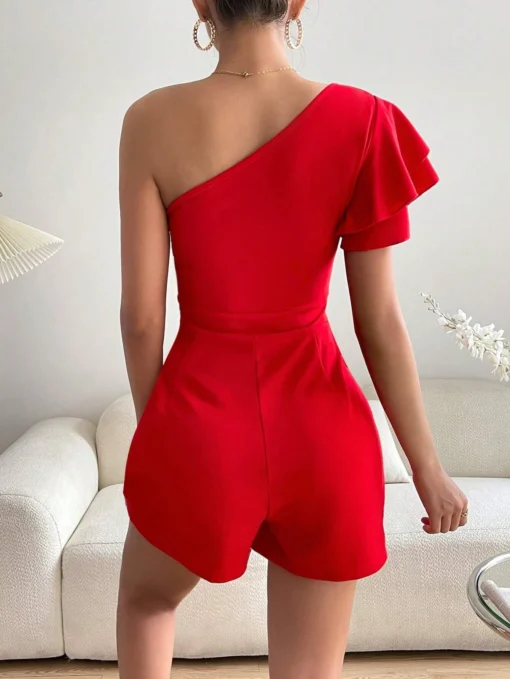 SHEIN Privé Date Night One Shoulder Butterfly Sleeve Romper - Image 2