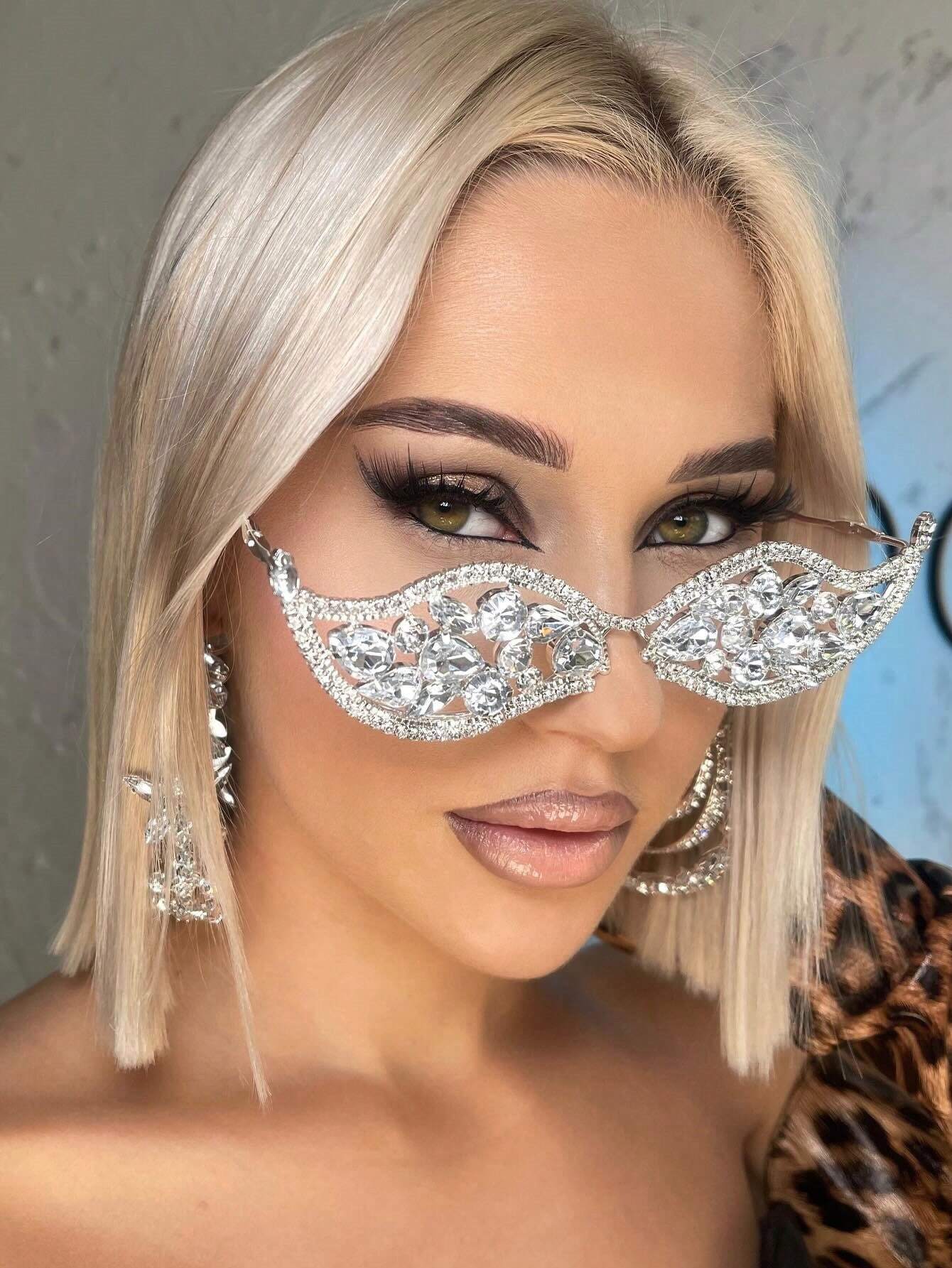 SHEIN STONEFANS Stonefans Crystal Geometric Sunglasses