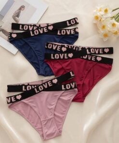 Shein Underwear&Sleepwear Basics 3Packs Letter Tape Waist Panty Sports