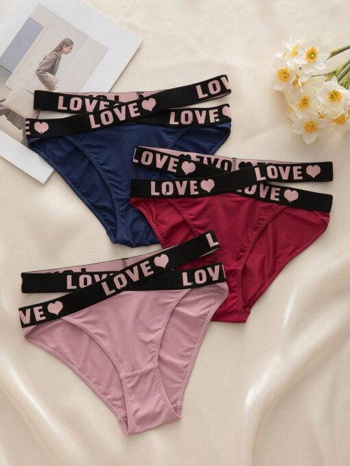 Shein Underwear&Sleepwear Basics 3Packs Letter Tape Waist Panty Sports
