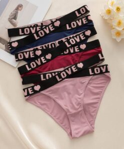 Shein Underwear&Sleepwear Basics 3Packs Letter Tape Waist Panty Sports
