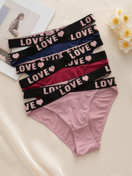 Shein Underwear&Sleepwear Basics 3Packs Letter Tape Waist Panty Sports