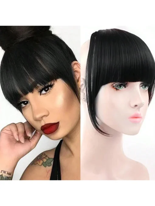 SHEIN Synthetic Women's Hair Short Straight Bangs Natural Fake False Hair