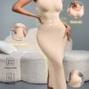 SHEIN Women Solid Color Crew Neck Long Fitted Bodycon Dress