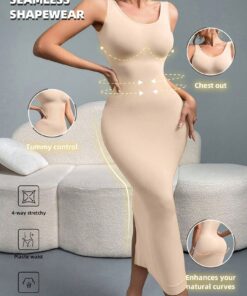 SHEIN Women Solid Color Crew Neck Long Fitted Bodycon Dress