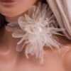 SHEIN 1 Delicate Big Flower Feather Faux Pearl Black Beige