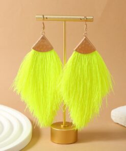 1 Pair Bohemian Style Glowing Color Hollow Triangle Fringe Drop Earrings