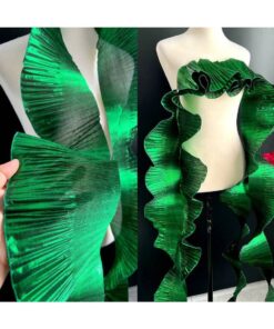 SHEIN 2 Yards Metallic Glossy Crinkled Wave Ruffled Edge Floral Lace Trim 15cm Wide