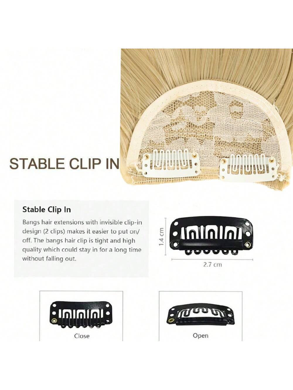 SHEIN Black Bangs For Women Clip Style Air Bangs Synthetic Straight - Image 2