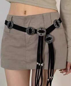 SHEIN Boho Vintage Western Style Handmade Woven Suede Tassel Bohemian Belt