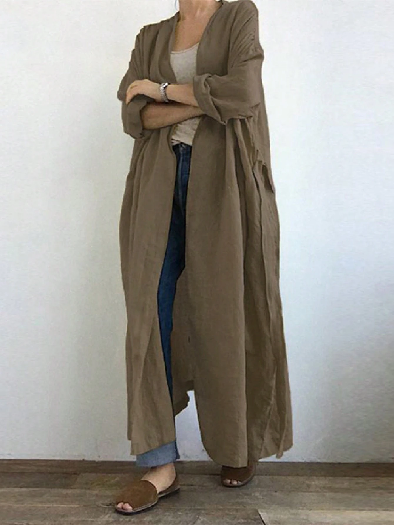 SHEIN Casual Long Sleeve Shirt Dress With Long Jacket - Image 3