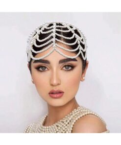 Handmade Faux Pearls Head Chain Head Jewelry For Party