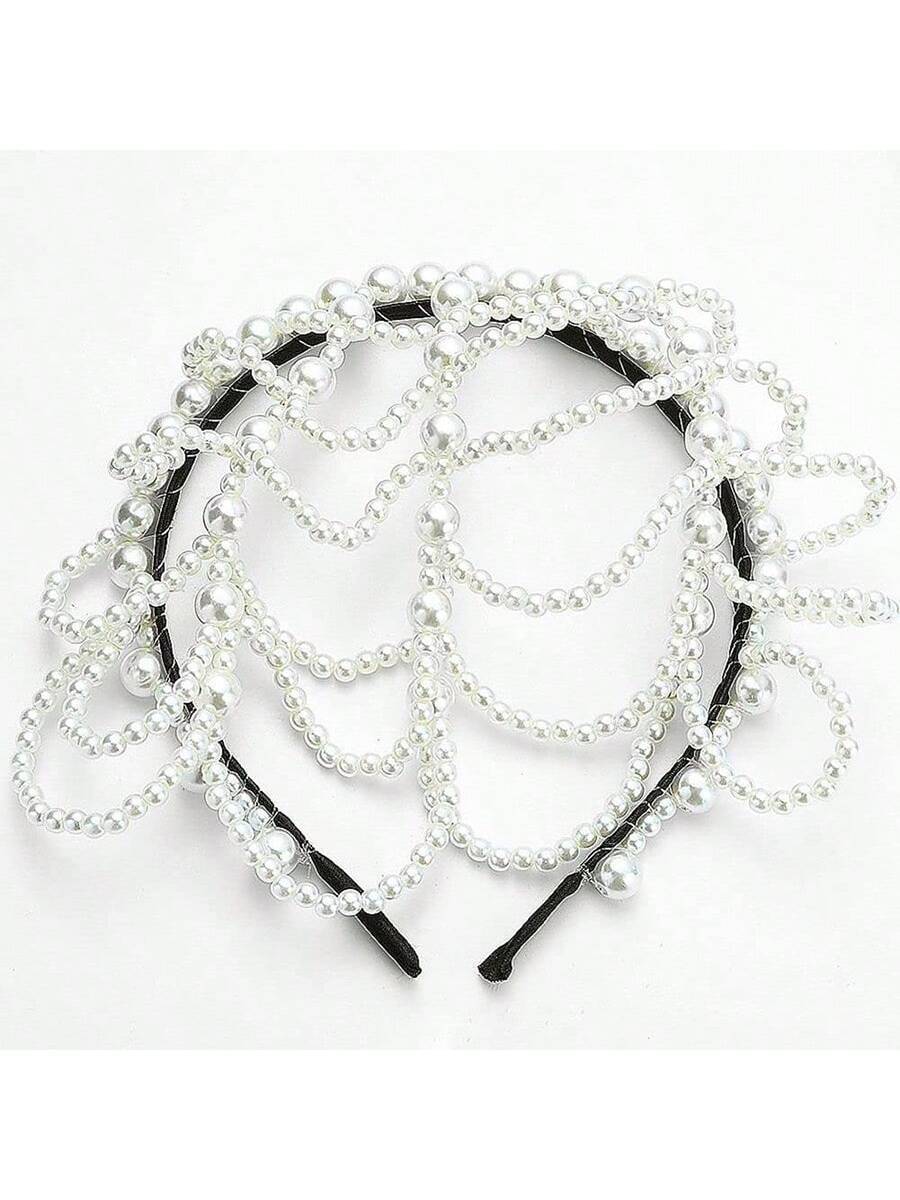 SHEIN Handmade Faux Pearls Head Chain Head Jewelry For Party - Image 2