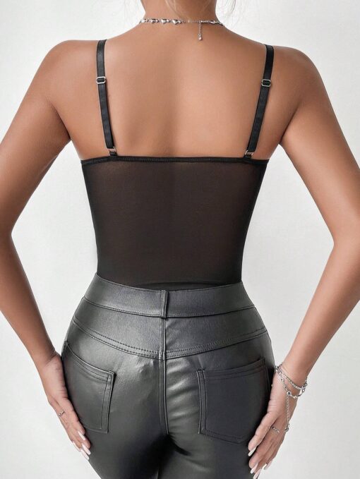 SHEIN Allurite Sexy Hollow Out Spaghetti Strap Corset Bodysuit - Image 2