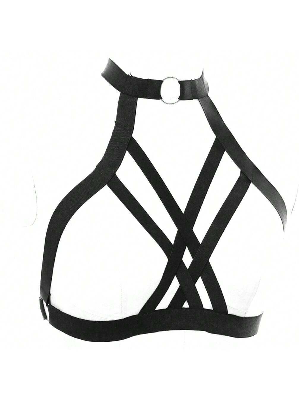 SHEIN Women Sexy Elastic Harness Lingerie Hollow Out Cupless Cage Bra - Image 2