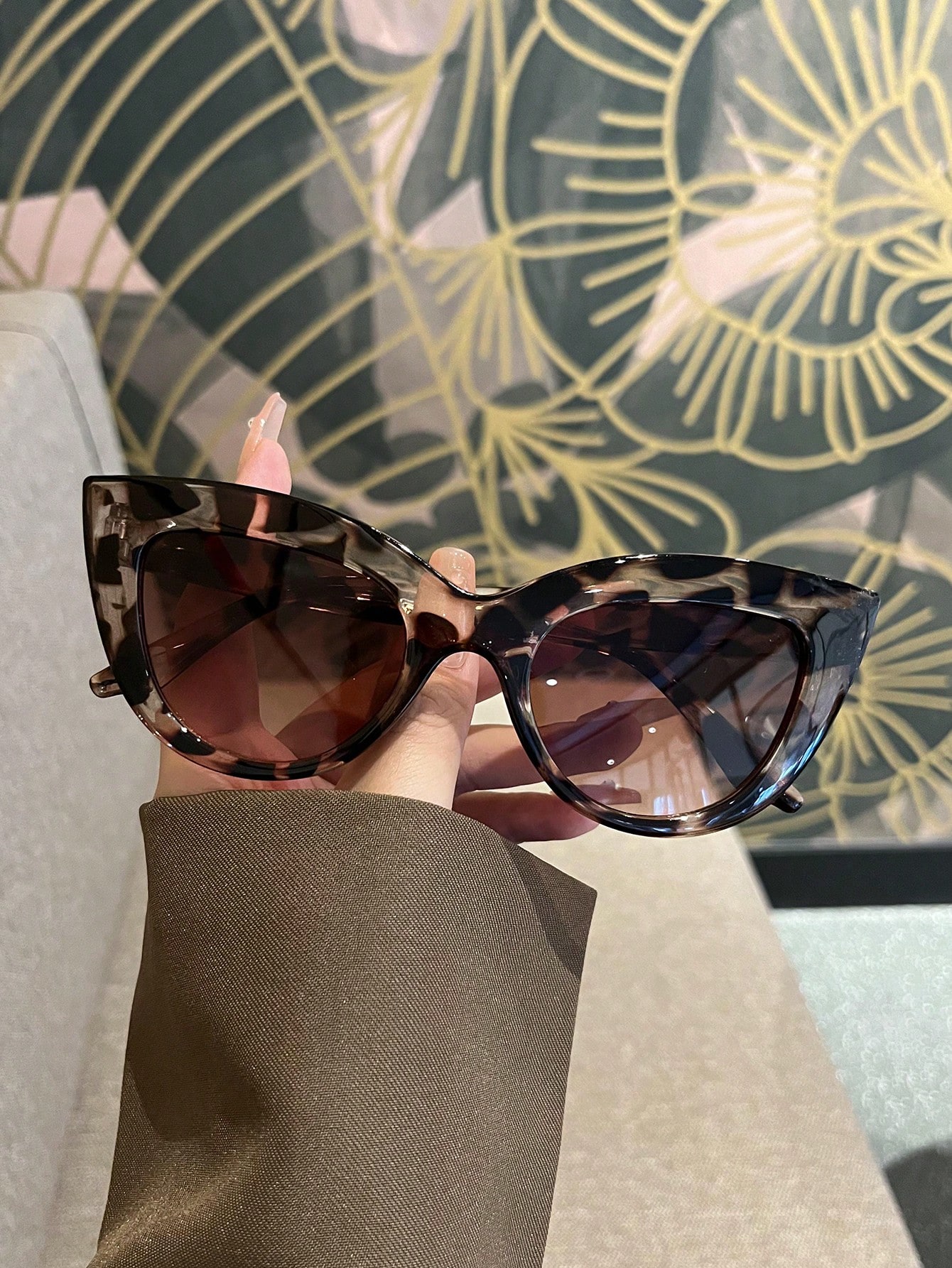 SHEIN 1pc Leopard Print Sexy Boho Polycarbonate (PC) Women Cat Eye Retro