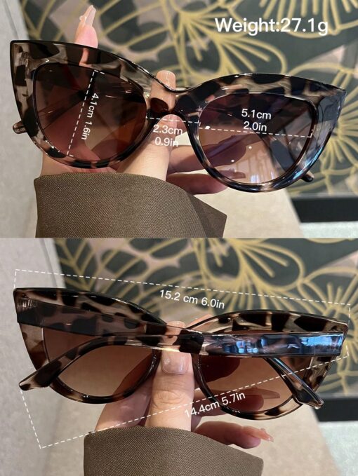 SHEIN 1pc Leopard Print Sexy Boho Polycarbonate (PC) Women Cat Eye Retro - Image 4