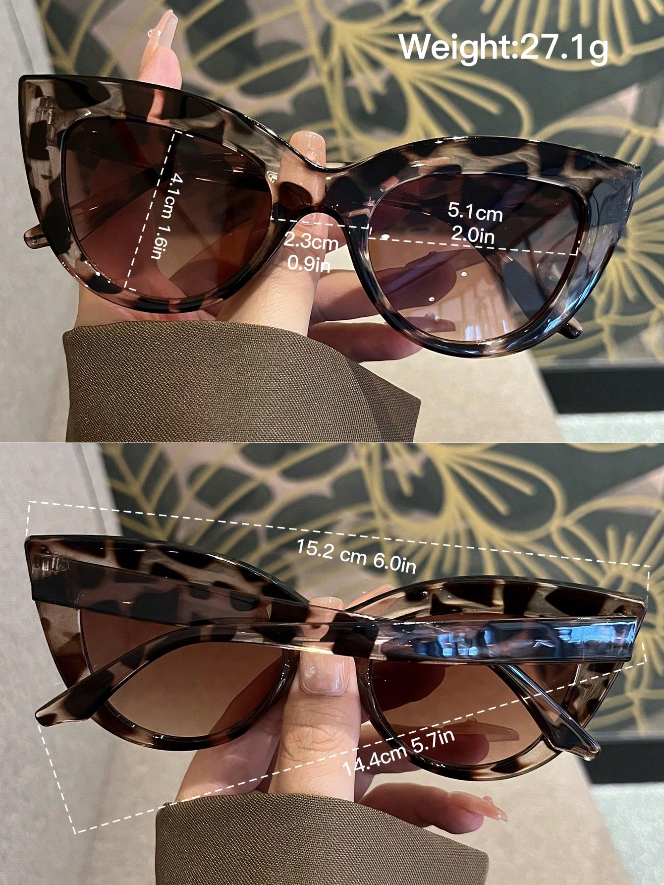 SHEIN 1pc Leopard Print Sexy Boho Polycarbonate (PC) Women Cat Eye Retro - Image 4
