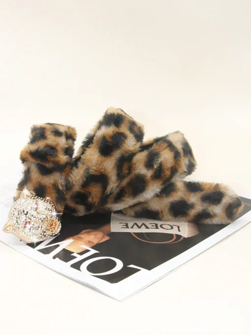 SHEIN 1pc Women's Retro Y2K Chic Leopard Fluffy PU Leather Belt - Image 2