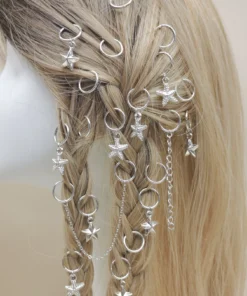 SHEIN 22pcs Star & Starfish Charm Hair Ring Boho,Y2k Hair Clips