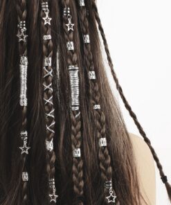 SHEIN 36pcs Silver Metal Hair Bands & Rings Set, Star Shaped Dreadlocks Hair