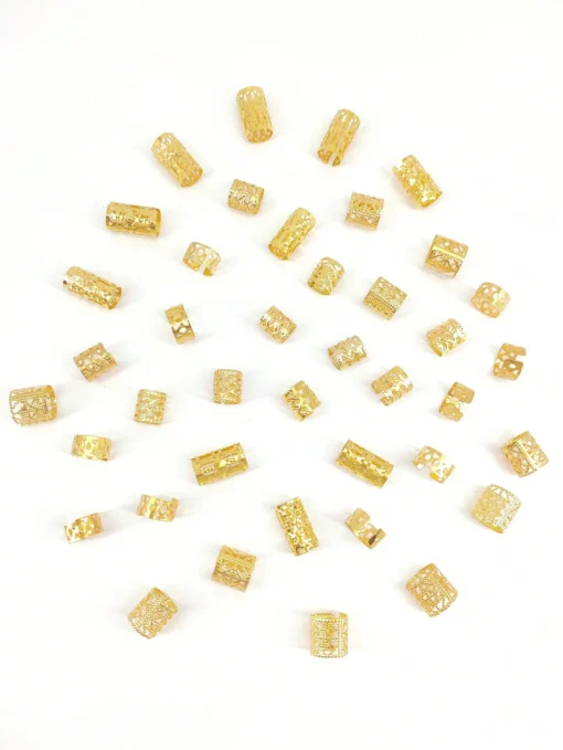 SHEIN 40Pcs Alloy Hair Jewelry For Braids, Multi Style Hair Cuffs Adjustable Metal Gold - Image 2