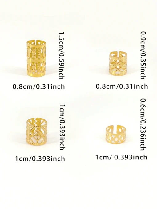 SHEIN 40Pcs Alloy Hair Jewelry For Braids, Multi Style Hair Cuffs Adjustable Metal Gold - Image 3