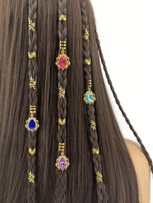 SHEIN 44pcs Gorgeous Gemstone Dreadlocks Hair Jewelry