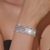 SHEIN 5pcs Glittering Rhinestone Beaded Elastic Bracelets