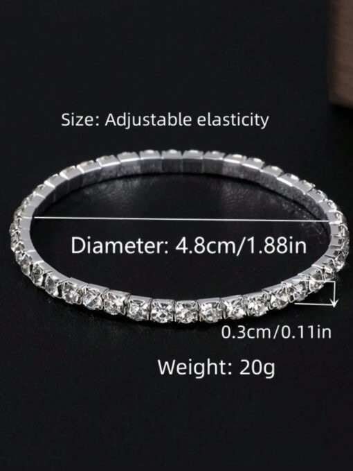 SHEIN 5pcs Glittering Rhinestone Beaded Elastic Bracelets - Image 3