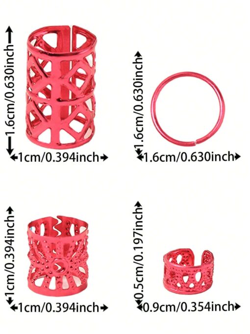 SHEIN 80pcs Mixed Pink Dreadlocks Set, Unique Street Style Braids Hair Beads - Image 3