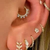 SHEIN 8pcs Exquisite Synthetic Cubic Zirconia Leaf Geometric Ear Clip Stud Earring Set