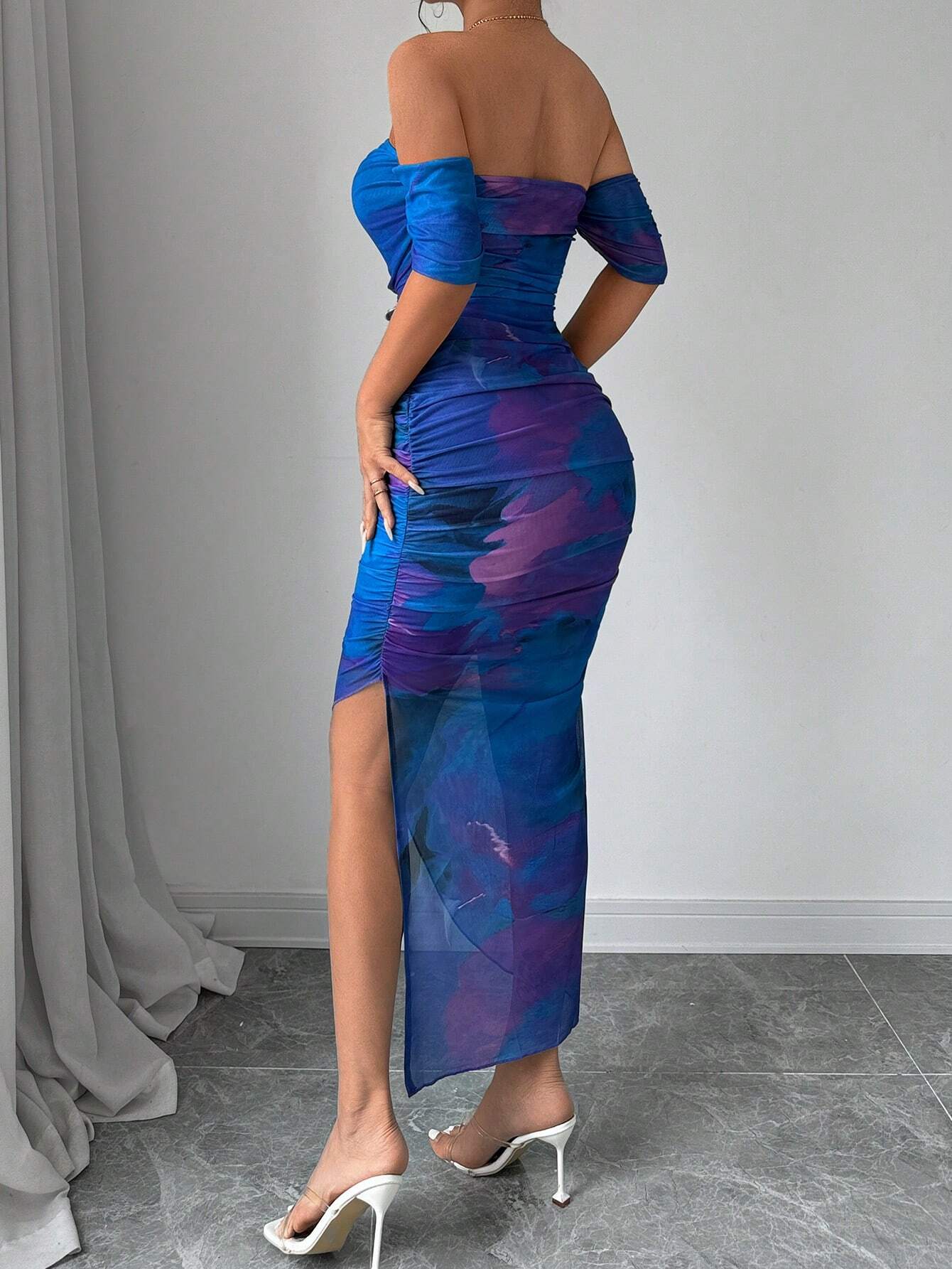 SHEIN Elenzga Women's Printed Simple Off-Shoulder Casual Dress - Image 2