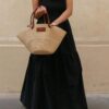 SHEIN INAWLY Women's Solid Color Simple Casual Backless Spaghetti Strap Black Dress