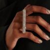 SHEIN Luxury Y2K Multi-Row Rhinestone Crystal Double Finger Ring