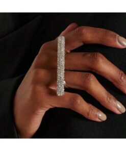 SHEIN Luxury Y2K Multi-Row Rhinestone Crystal Double Finger Ring
