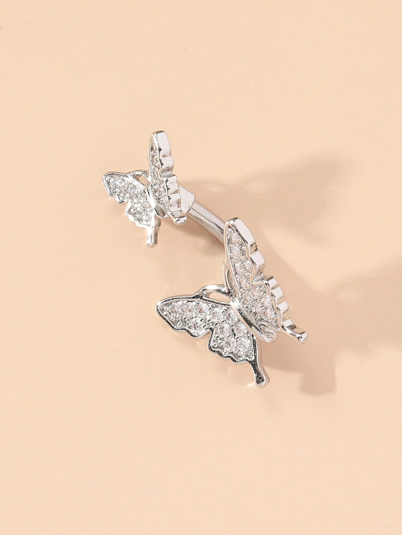 SHEIN Rhinestone Decor Butterfly Design Navel Belly Ring - Image 5