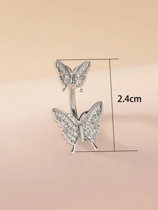 SHEIN Rhinestone Decor Butterfly Design Navel Belly Ring - Image 6