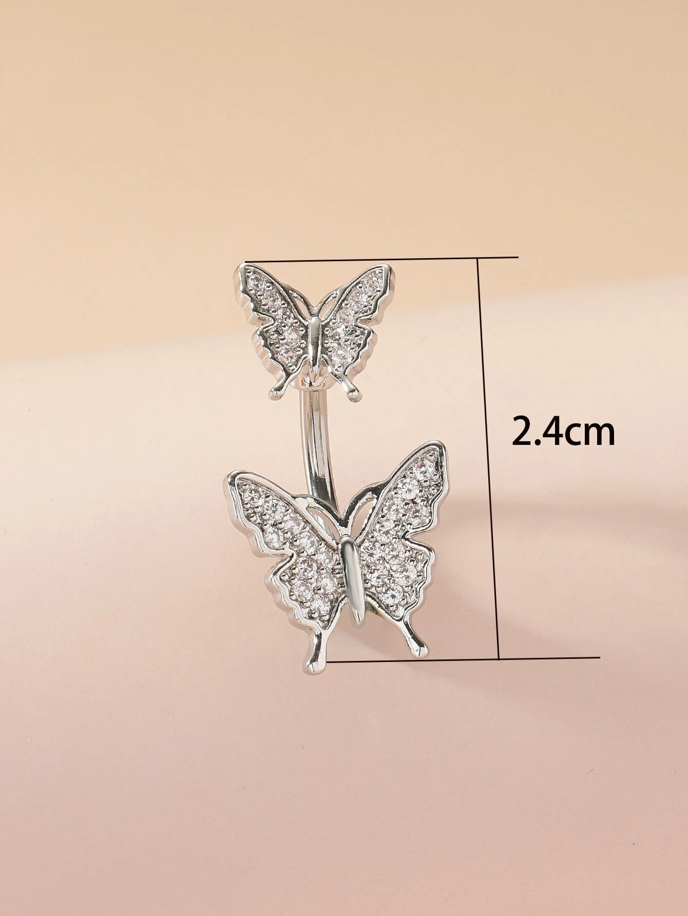 SHEIN Rhinestone Decor Butterfly Design Navel Belly Ring - Image 6