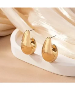 SHEIN 1pair Simple Smooth Water Drop CCB Stud Earrings