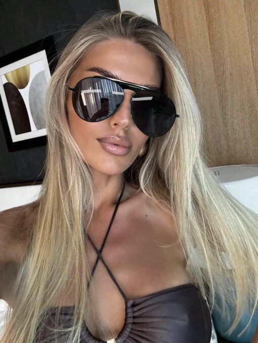 SHEIN 1pc Full-Rim Metal Retro Oversized Square Fashion Glasses