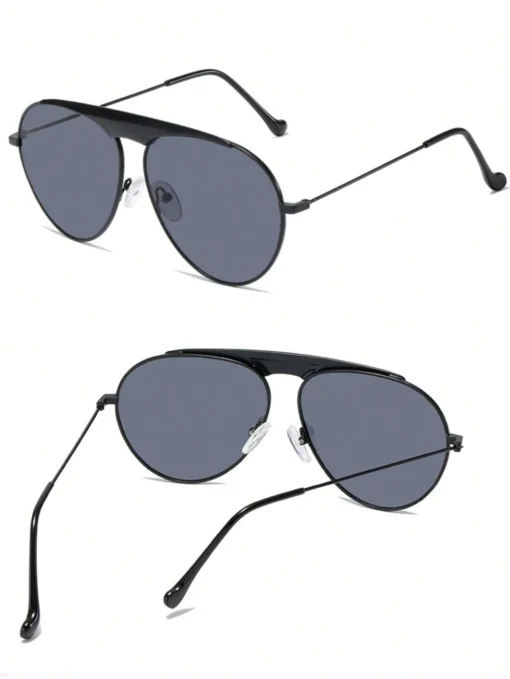 SHEIN 1pc Full-Rim Metal Retro Oversized Square Fashion Glasses - Image 2